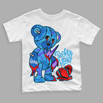 Jordan 1 High Retro OG “University Blue” DopeSkill Toddler Kids T-shirt Broken Heart Graphic Streetwear  - White 