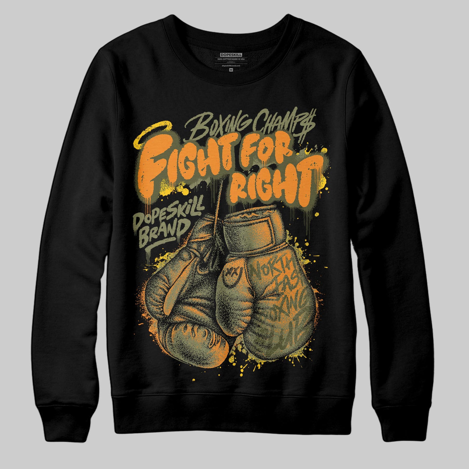 Olive Sneakers DopeSkill Sweatshirt Fight For Right Graphic Streetwear - Black