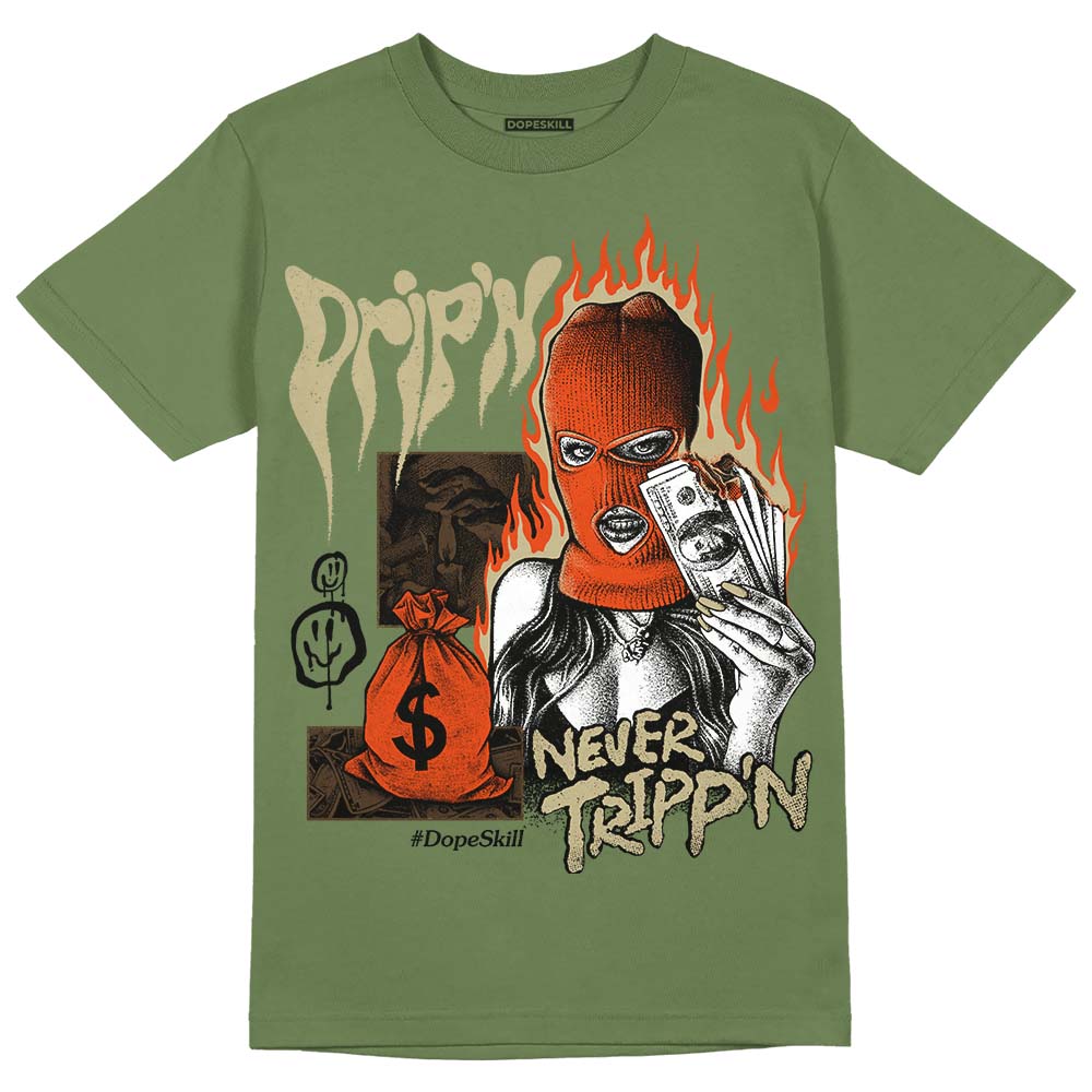 Olive Sneakers DopeSkill OliveT-Shirt Drip'n Never Tripp'n Graphic Streetwear 