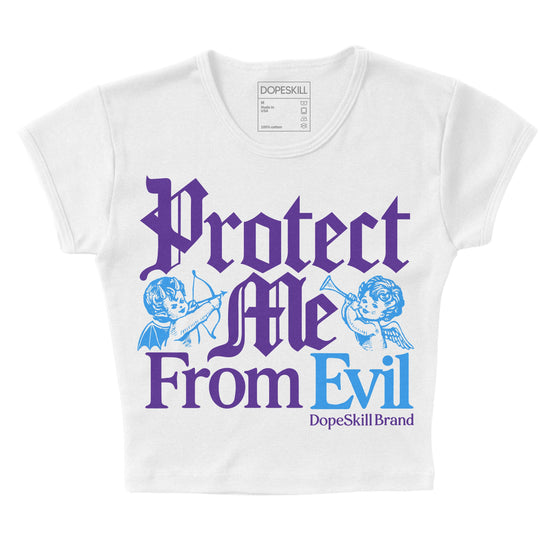 PURPLE Sneakers DopeSkill Women's Crop Top Protect Me From Evil Graphic Streetwear - White