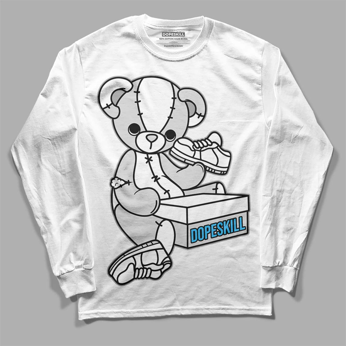 Dunk Low ‘Pure Platinum’ DopeSkill Long Sleeve T-Shirt Sneakerhead BEAR Graphic Streetwear - White