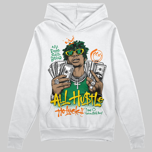 Green Sneakers DopeSkill Hoodie All Hustle No Luck Graphic Streetwear - White 