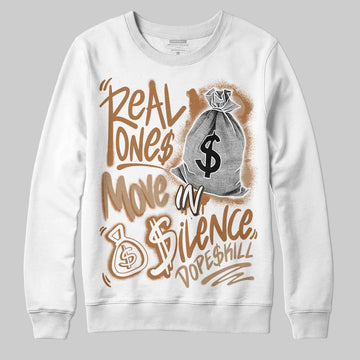 Jordan 3 Retro Palomino DopeSkill Sweatshirt Real Ones Move In Silence Graphic Streetwear - White 