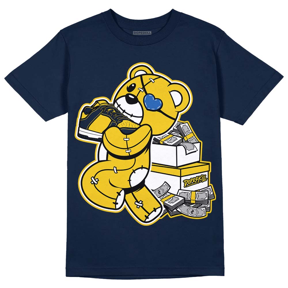 Dunk Low Vintage “Michigan” DopeSkill Midnight Navy T-Shirt Bear Steals Sneaker Graphic Streetwear 