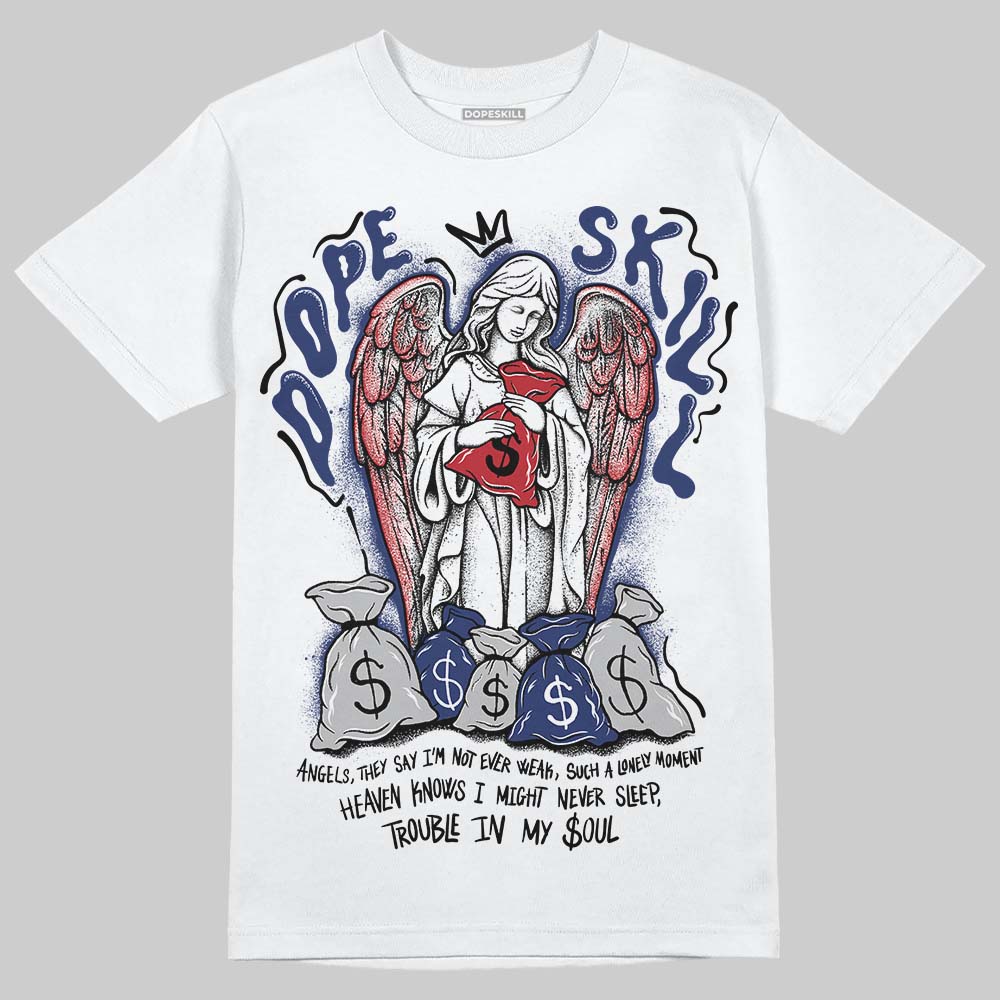 Jordan 1 High OG Rare Air "Deep Royal Blue" DopeSkill T-Shirt Angels Graphic Streetwear - White 
