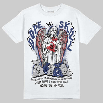 Jordan 1 High OG Rare Air "Deep Royal Blue" DopeSkill T-Shirt Angels Graphic Streetwear - White 