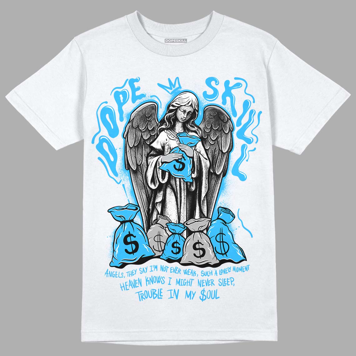 Jordan 2 Low "University Blue" DopeSkill T-Shirt Angels Graphic Streetwear - White 