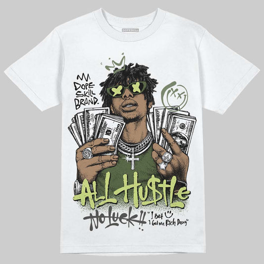 New Balance 1890 Faded Black Utility Green DopeSkill T-Shirt All Hustle No Luck Graphic Streetwear - White