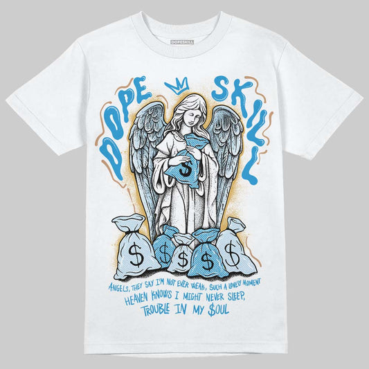 Jordan 4 Denim “Worn Blue” DopeSkill T-Shirt Angels Graphic Streetwear - White 