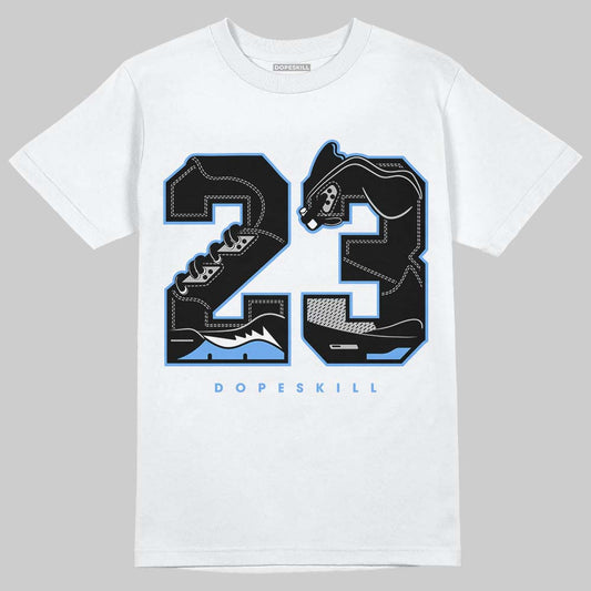 Jordan 5 Black University Blue DopeSkill T-Shirt 23 with 5s Pattern Graphic Streetwear - White 