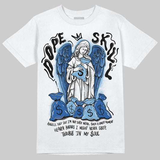 Air Foamposite One “International Blue” DopeSkill T-Shirt Angels Graphic Streetwear - White