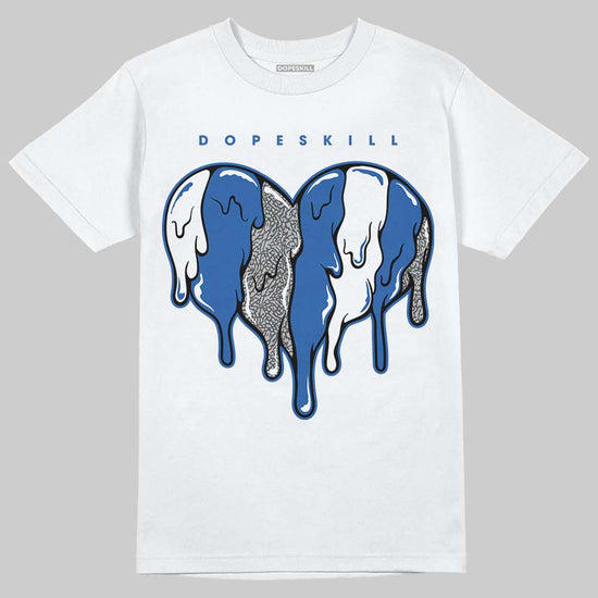 Jordan 3 "True Blue" DopeSkill T-Shirt Slime Drip Heart Graphic Streetwear - White
