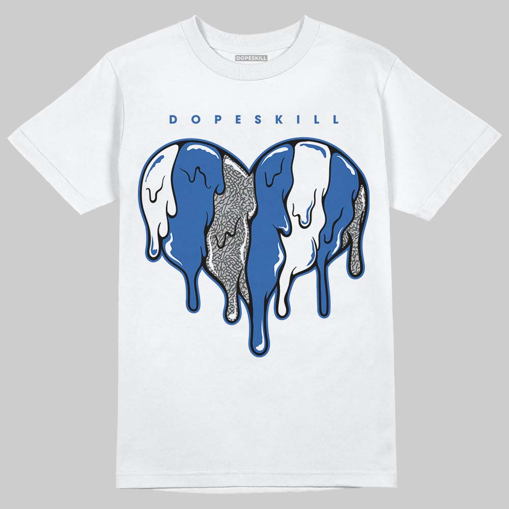 Jordan 3 "True Blue" DopeSkill T-Shirt Slime Drip Heart Graphic Streetwear - White
