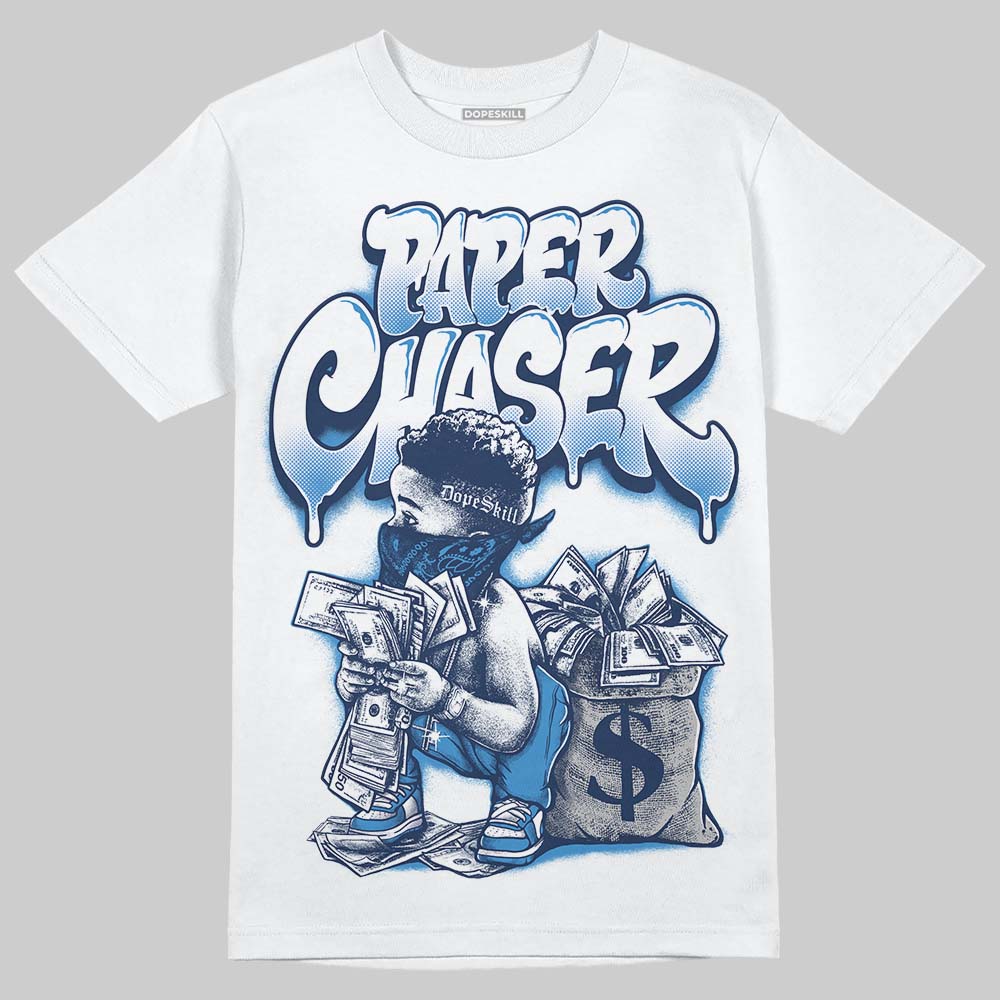 Air Foamposite Pro University Blue (2026) DopeSkill T-Shirt Paper Chaser Boy Graphic Streetwear - White