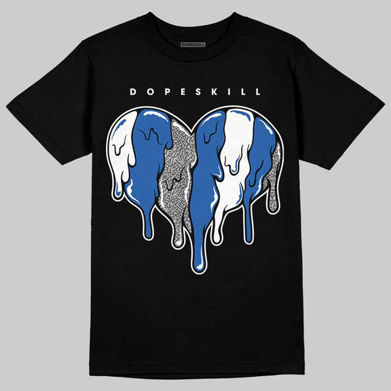 Jordan 3 "True Blue" DopeSkill T-Shirt Slime Drip Heart Graphic Streetwear - Black