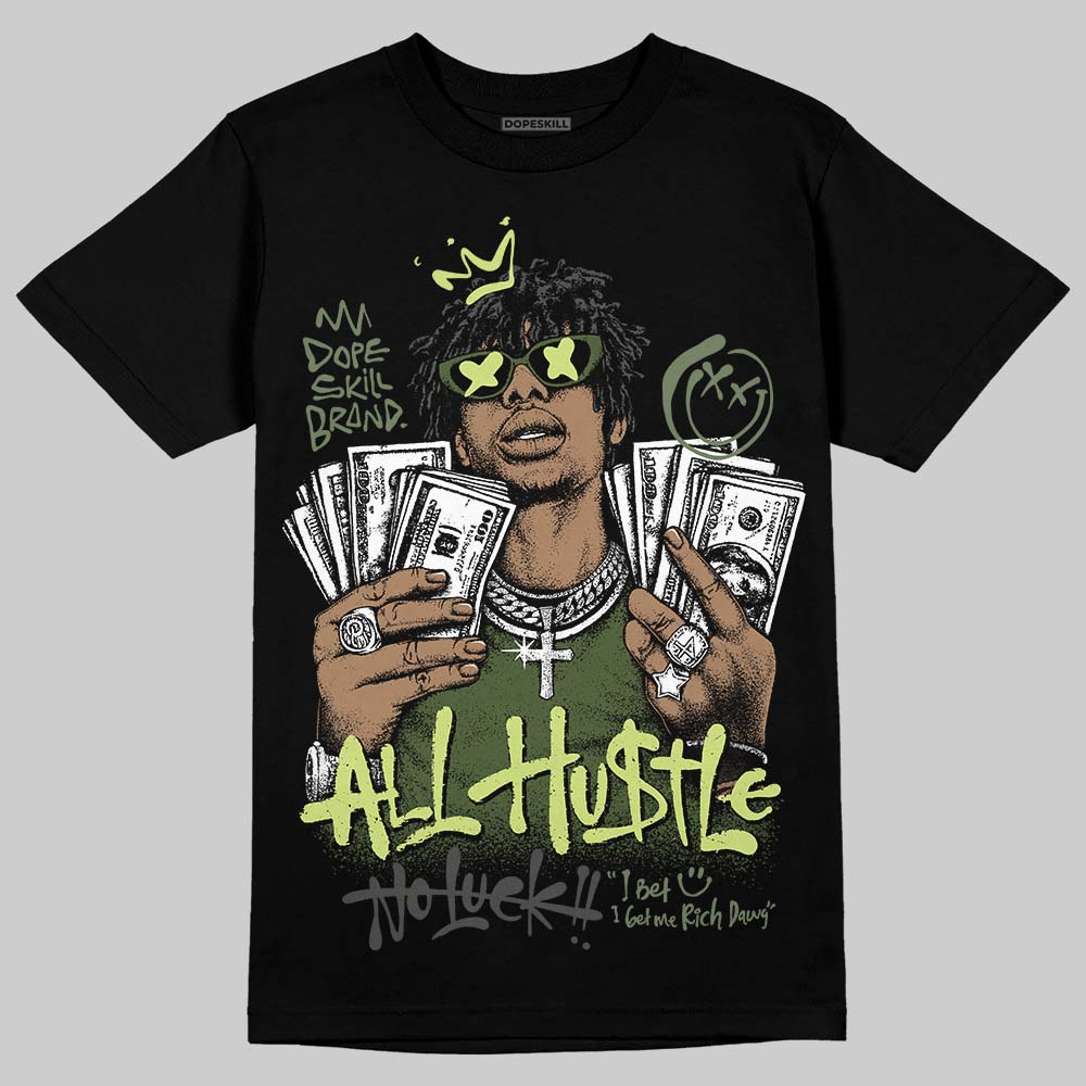 New Balance 1890 Faded Black Utility Green DopeSkill T-Shirt All Hustle No Luck Graphic Streetwear - Black