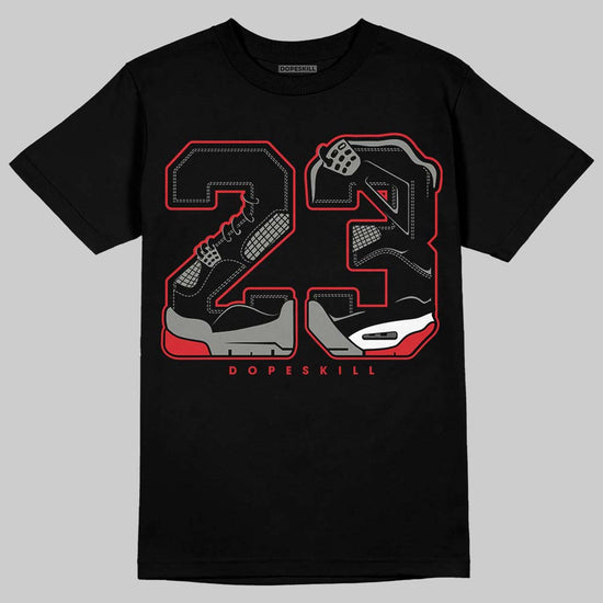 Jordan 4 Bred DopeSkill T-Shirt 23 with 4s Pattern Graphic Streetwear - Black