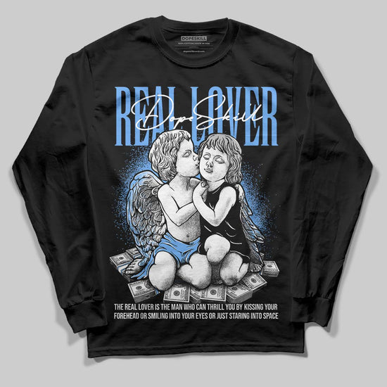 Jordan 5 Black University Blue DopeSkill Long Sleeve T-Shirt Real Lover Graphic Streetwear - Black