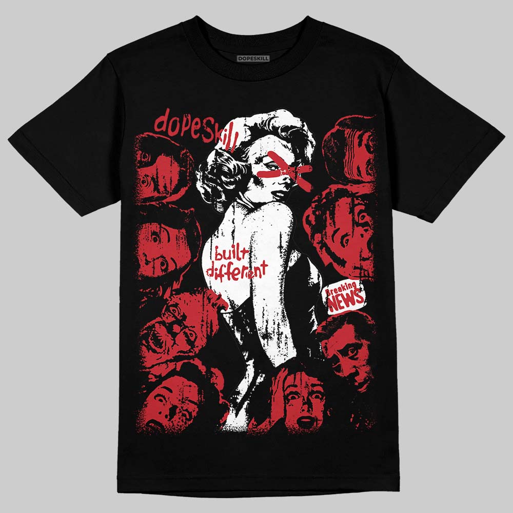 Jordan 5 Retro Fire Red Black Tongue (2025) DopeSkill T-Shirt Built Different Graphic Streetwear - Black
