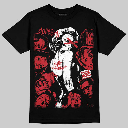 Jordan 5 Retro Fire Red Black Tongue (2025) DopeSkill T-Shirt Built Different Graphic Streetwear - Black