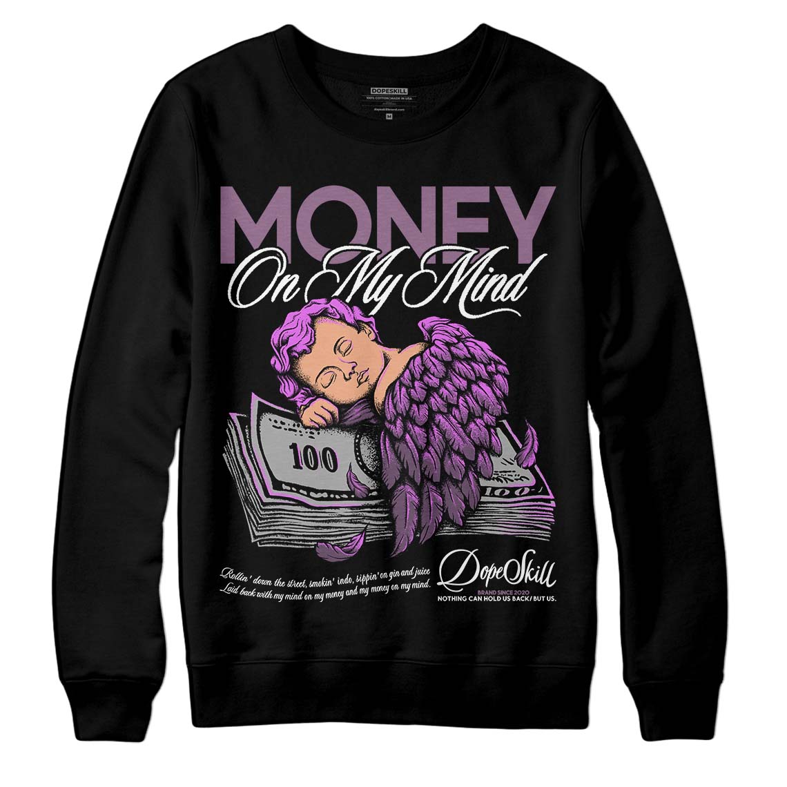 Jordan 2 “Mauve/Off-Noir” DopeSkill Sweatshirt MOMM Graphic Streetwear - Black