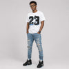 Black University Blue 5s DopeSkill T-Shirt 23 with 5s Pattern Graphic