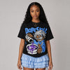 Black University Blue 5s DopeSkill Oversize Print T-Shirt Pour Up Graphic