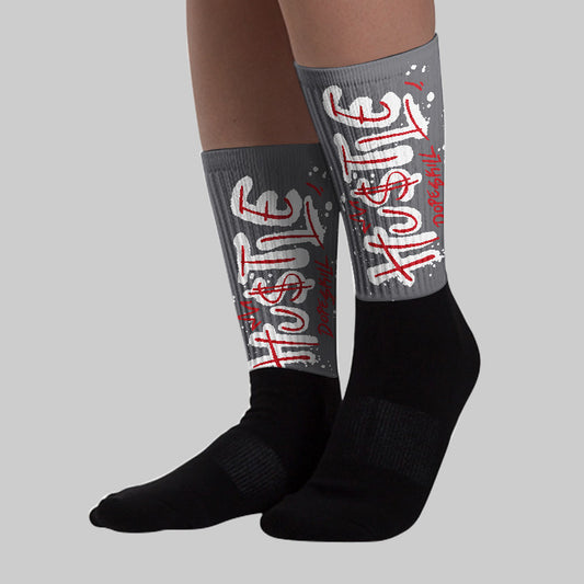 Cement Grey 3s DopeSkill Sublimated Socks Hustle Graphic