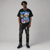 Black University Blue 5s DopeSkill Oversize Print T-Shirt Pour Up Graphic
