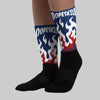 White and Midnight Navy 6s DopeSkill Sublimated Socks FIRE Graphic