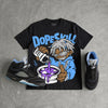 Black University Blue 5s DopeSkill Oversize Print T-Shirt Pour Up Graphic