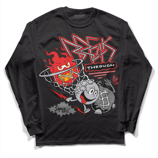 Grey Sneakers DopeSkill Long Sleeve T-Shirt Break Through Graphic Streetwear - Black