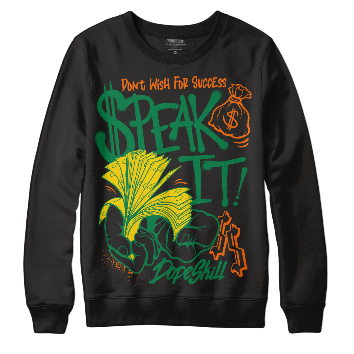 Green Sneakers DopeSkill Sweatshirt Speak It Graphic Streetwear - Black