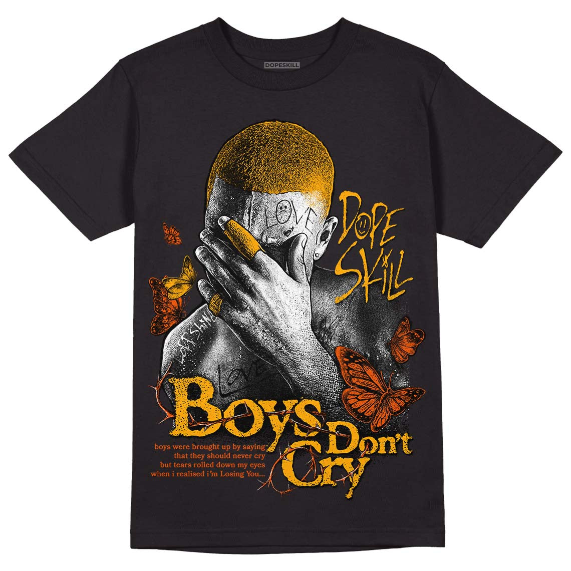 Jordan 12 Retro Black Taxi DopeSkill T-Shirt Boys Don't Cry Graphic Streetwear - Black