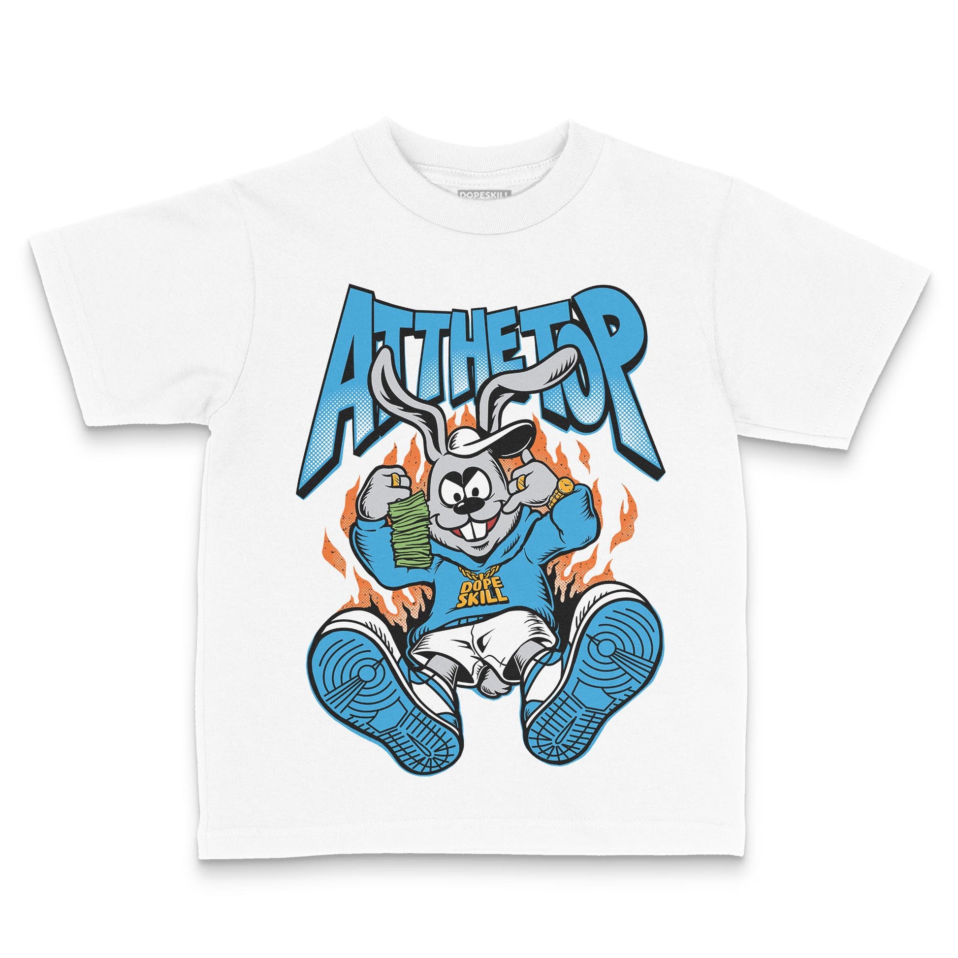 Jordan 1 High OG “UNC” Reimagined DopeSkill Toddler Kids T-shirt At The Top Streetwear - White