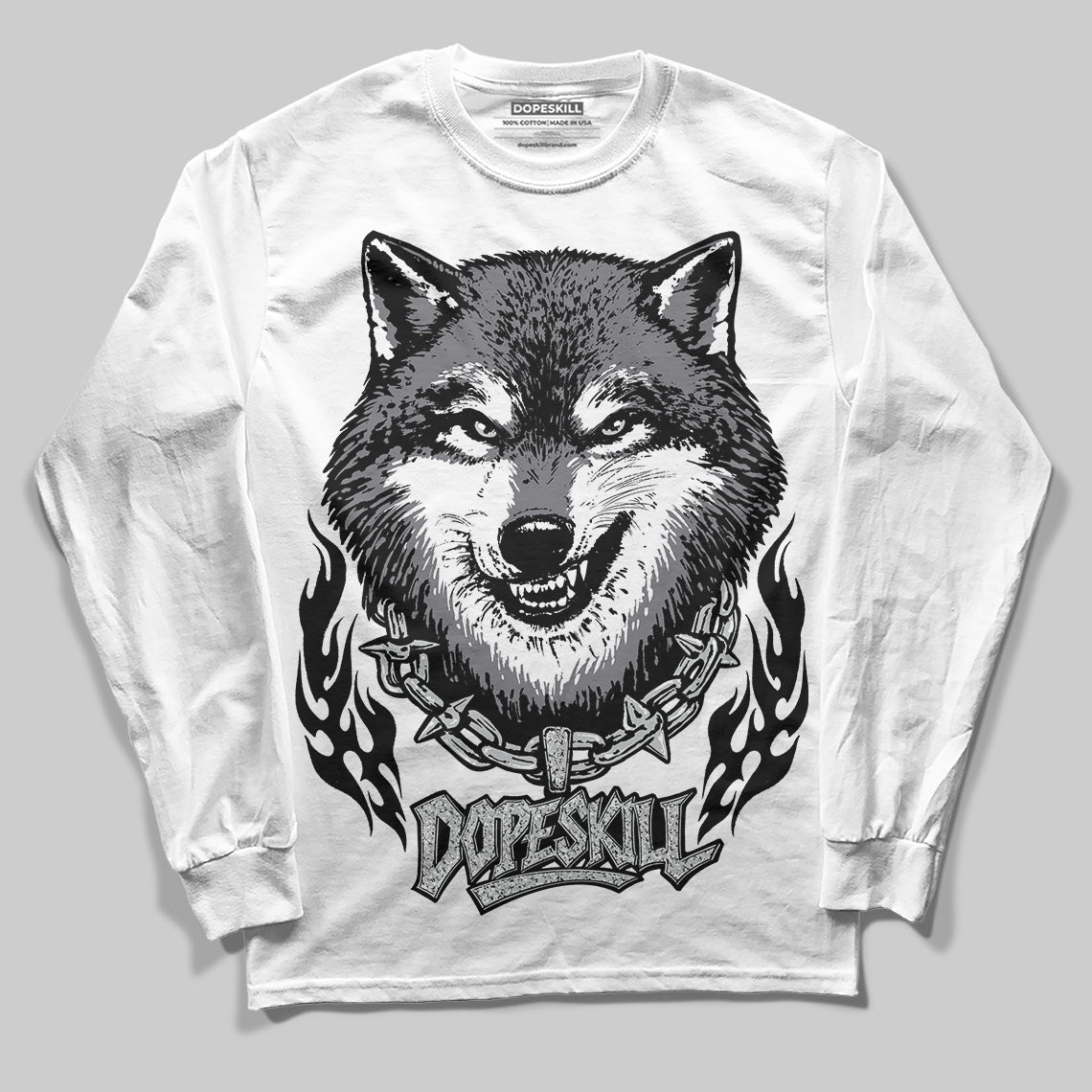 Jordan 12 Black Wolf Grey DopeSkill Long Sleeve T-Shirt Wolf Grey Graphic Streetwear - White