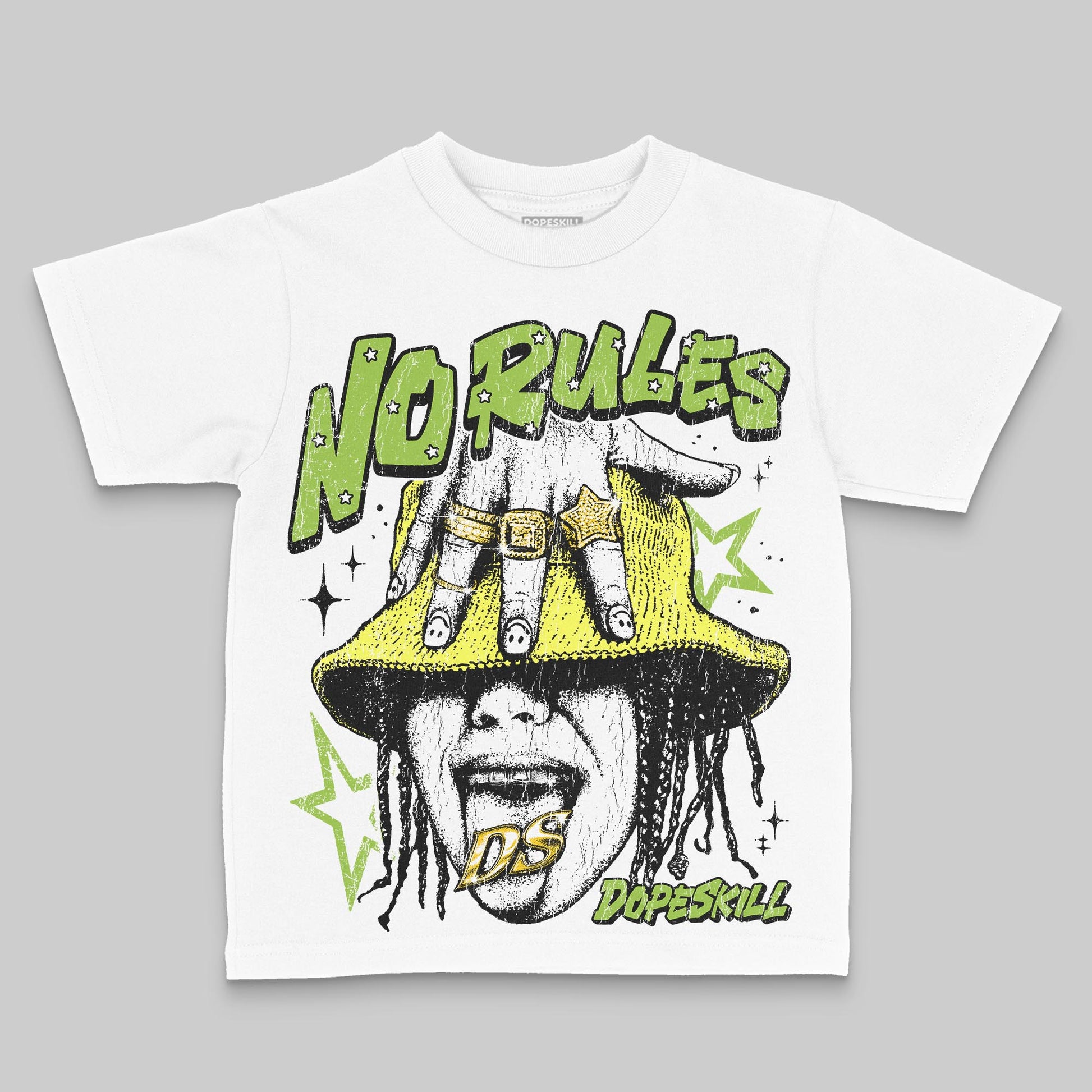 Green Sneakers DopeSkill Toddler Kids T-shirt No Rules Graphic Streetwear - White