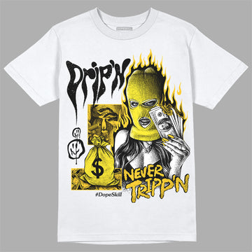 Jordan 4 Retro  “Vivid Sulfur” DopeSkill T-Shirt Drip'n Never Tripp'n Graphic Streetwear - White 