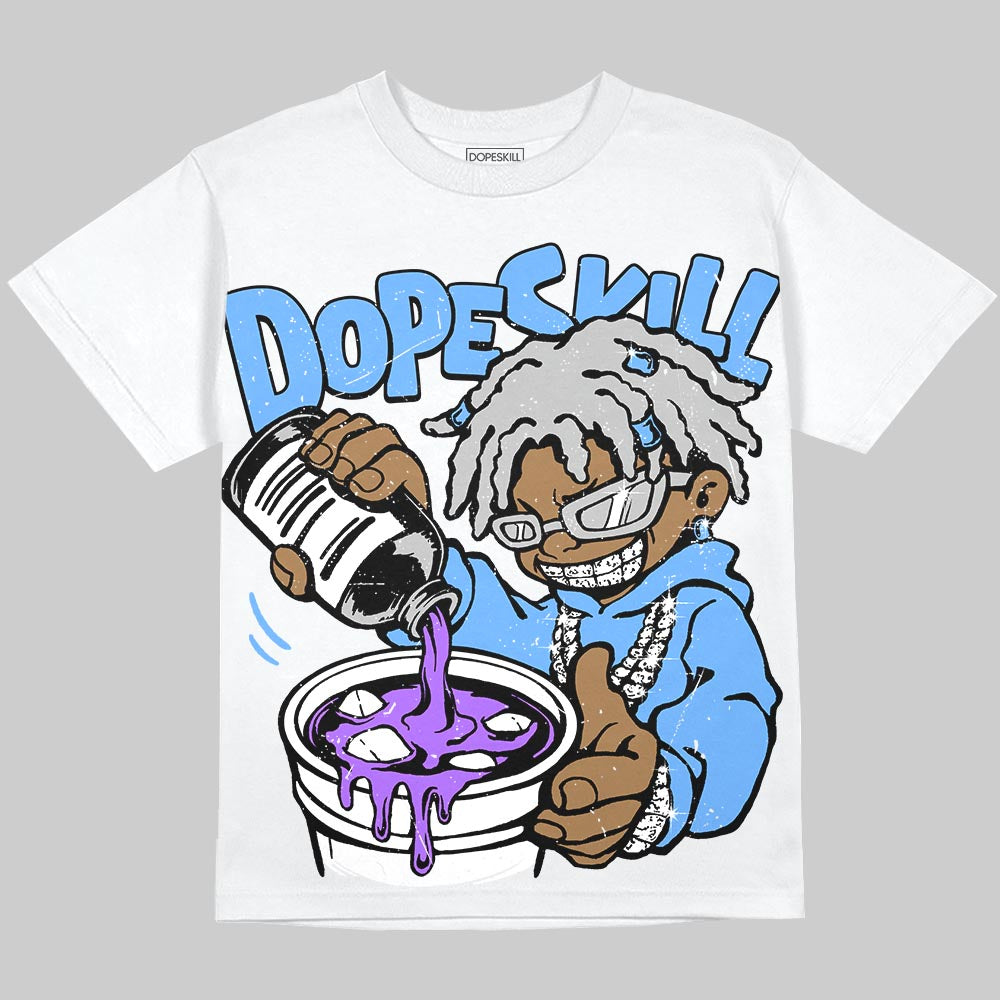 Jordan 5 Black University Blue DopeSkill T-Shirt Pour Up Graphic Streetwear - White