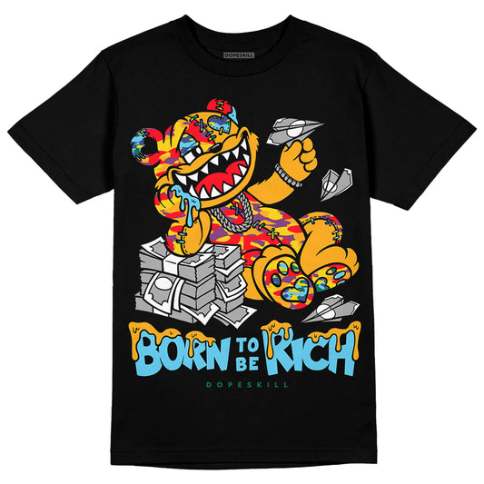 Jordan 1 Mid GS 'Six Championships' DopeSkill T-Shirt Born To Be Rich Graphic Streetwear - Black