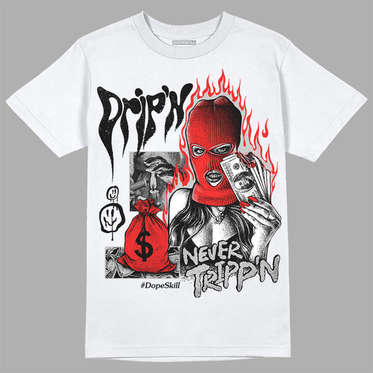Jordan Spizike Low Bred DopeSkill T-Shirt Drip'n Never Tripp'n Graphic Streetwear - White