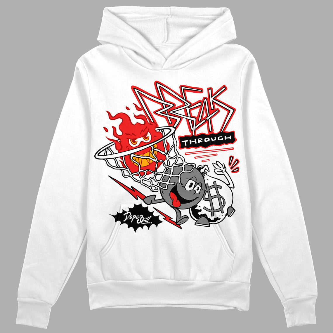 Grey Sneakers DopeSkill Hoodie Sweatshirt Break Through Graphic Streetwear - White