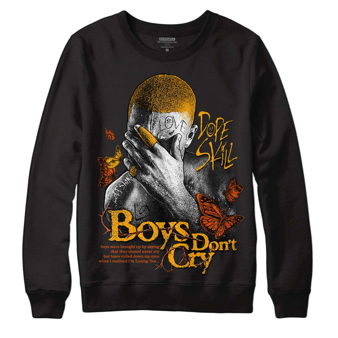 Jordan 12 Retro Black Taxi DopeSkill Sweatshirt Boys Don't Cry Graphic Streetwear - Black