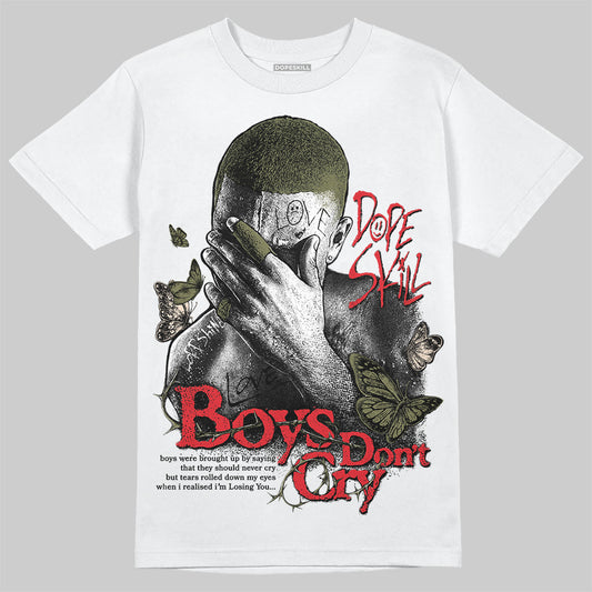 Travis Scott x Jordan 1 Medium Olive DopeSkill T-Shirt Boys Don't Cry Graphic Streetwear - White