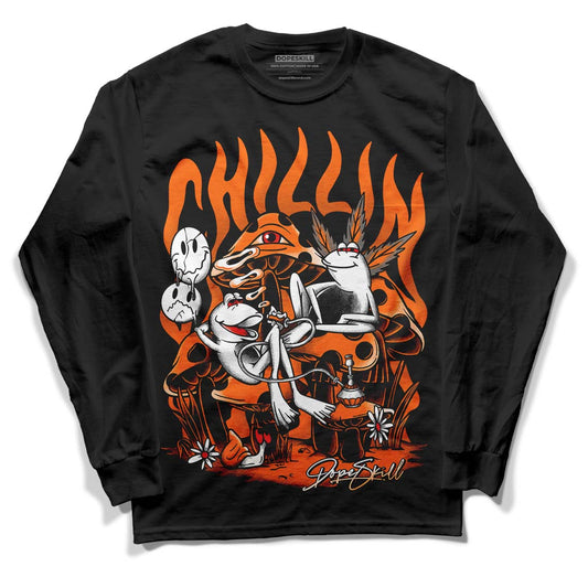 Orange, Black & White Sneakers DopeSkill Long Sleeve T-Shirt Chillin Graphic Streetwear - Black