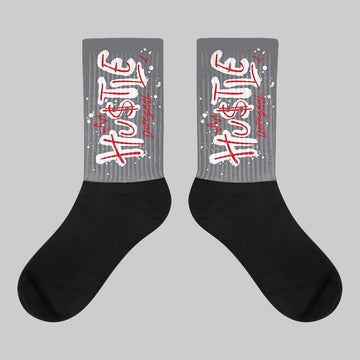 Cement Grey 3s DopeSkill Sublimated Socks Hustle Graphic