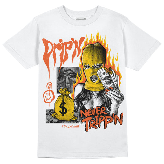 Jordan 3 Georgia Peach DopeSkill T-Shirt Drip'n Never Tripp'n Graphic Streetwear - White