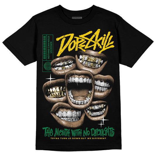 Green Sneakers DopeSkill T-Shirt The Mouth With No Droughts Graphic Streetwear - Black