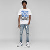 “True Blue” 3s DopeSkill T-Shirt Money Is Our Motive Typo Graphic