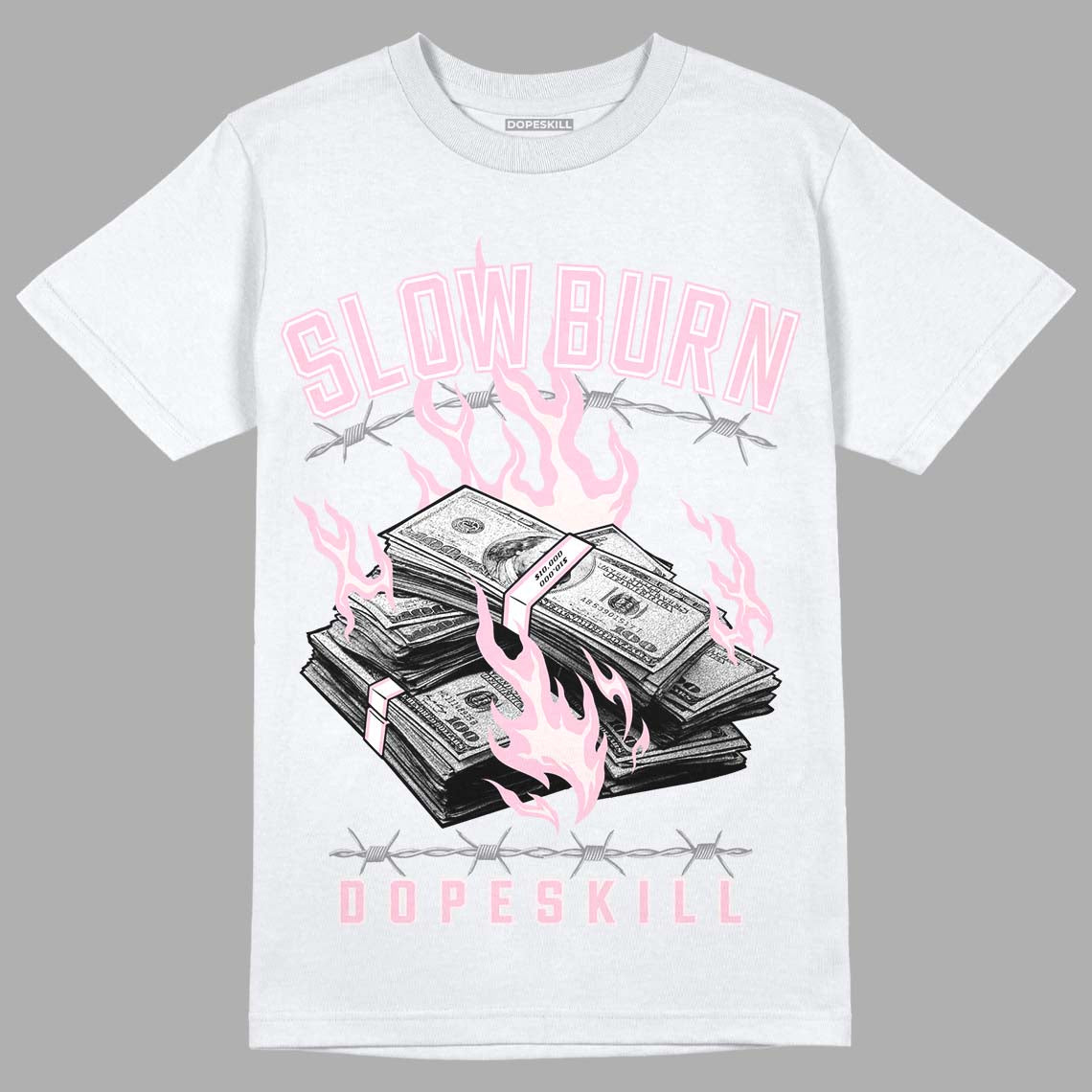 Dunk Low LX Pink Foam DopeSkill T-Shirt Slow Burn Graphic Streetwear - White